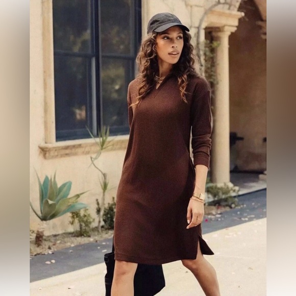 Mondetta Women’s XL Brown Collared Long Sleeve Knit Sweater Dress Casual fallNWT - Picture 1 of 16